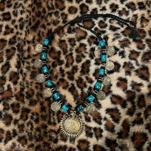 Tribal Coin Necklace | Bronze Turquoise | Burning Man
